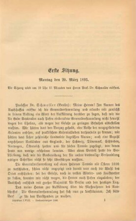 Erste Sitzung. Montag den 20. März 1893