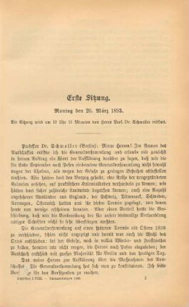 Erste Sitzung. Montag den 20. März 1893