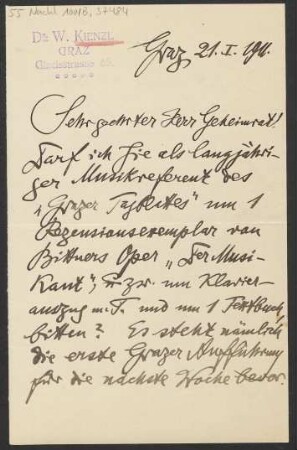 Brief an Ludwig Strecker  an B. Schott's Söhne : 21.01.1911