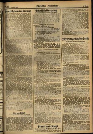 Zweite Ausgabe vom Samstag, den 07. Oktober 1933.