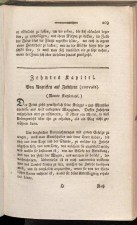 Zehntes Kapitel. Von Angriffen auf Zufuhren (convois).