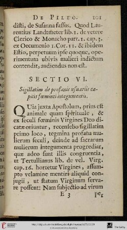 Sectio VI.: Sigillatim de profanis usuariis capitis foeminei integumentis
