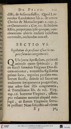 Sectio VI.: Sigillatim de profanis usuariis capitis foeminei integumentis