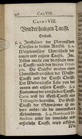 Caput VIII. Von der heiligen Tauffe