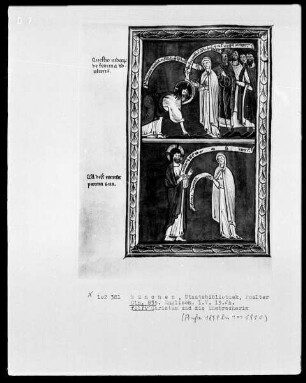 Psalterium mit Kalendarium — Bildseite mit zwei Miniaturen, Folio 72verso