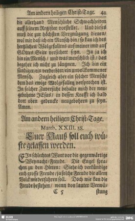 Am andern heiligen Christ-Tage. Matth. XXIII, 38
