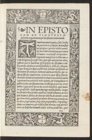 In Epistolam Ad Timotheum priorem argumentum per Erasmum Roterodamum.