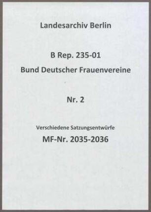 Verschiedene Satzungsentwürfe