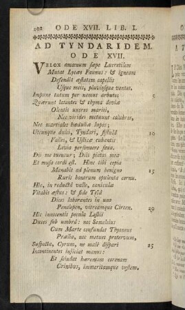 202-209, Ad Tyndaridem. Ode XVII.; Remarques Sur L'Ode XVII.; Notes Sur L'Ode XVII.