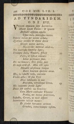 202-209, Ad Tyndaridem. Ode XVII.; Remarques Sur L'Ode XVII.; Notes Sur L'Ode XVII.