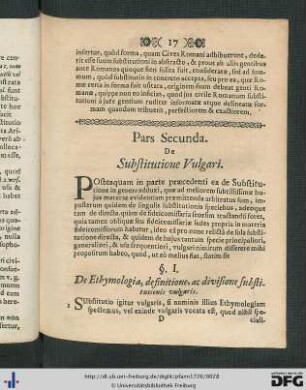 Pars Secunda. De Substitutione Vulgari.