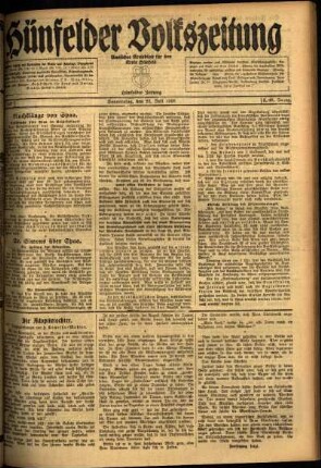 Ausgabe vom Donnerstag, den 22. Juli 1920.