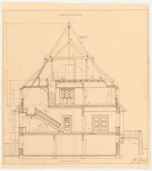 Haus Collignon (Ärztewohnhaus am Krankenhaus Heckeshorn), Berlin-Wannsee: Querschnitt 1:50