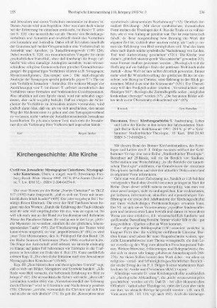 235-236 [Rezension] Cyrillus Hierosolymitanus, Mystagogicae catecheses