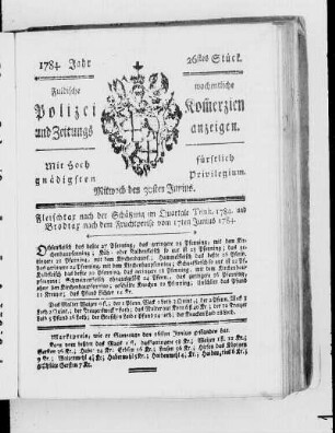 26tes Stück., Ausgabe vom 30. Juni 1784