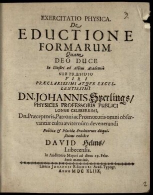 Exercitatio phys. de eductione formarum