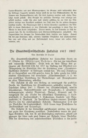33-35 Die staatswissenschaftliche Fakultät 1817-1917