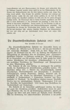 33-35 Die staatswissenschaftliche Fakultät 1817-1917