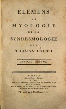 Elemens De Myologie Et De Syndesmologie, Second Volume