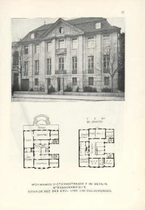 Wohnhaus Viktoriastrasse 7 in Berlin. Grundrisse des Erd- und Obergeschosses