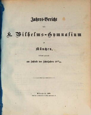 Jahresbericht. 1868/69