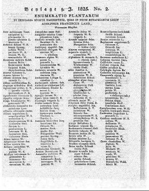 Enumeratio Plantarum in Hungaria Sponte Nascentium, Quas in Usum Botanicorum legit Adolphus Franciscus Lang, Pharmaciae Magister. Hab. in Platea Vacziensi sub Nro. 38