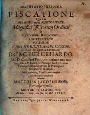 Disp. iur. de piscatione