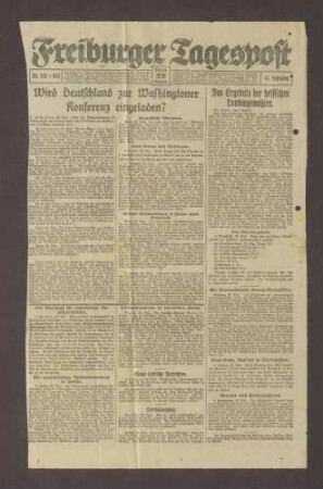 Artikel aus der Freiburger Tagespost "Konnten wir 1918 noch kämpfen?"