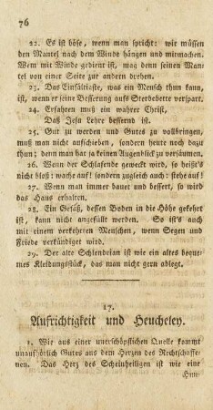 17. Aufrichtigkeit und Heucheley