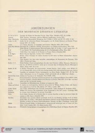 Abkürzungen der mehrfach zitierten Literatur