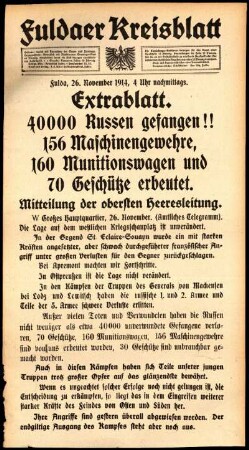 Zweite Ausgabe vom Donnerstag, den 26. November 1914.