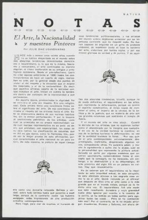 Notas - El arte, la nacionalidad y nuestros pintores