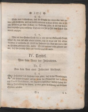 IV. Capitel. Von dem Amte des Inspectoren