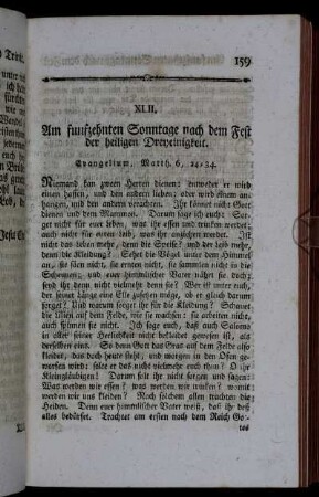 XLII. Am funfzehnten Sonntage nach dem Fest der heiligen Dreyeinigkeit.