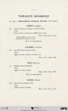 Tableaux modernes (Nr. 22-35)