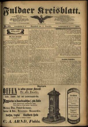 Zweite Ausgabe vom Samstag, den 17. November 1906.