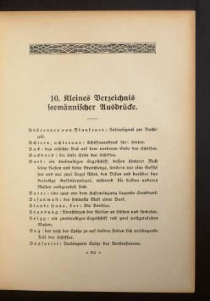 10. Kleines Verzeichnis seemännischer Ausdrücke.