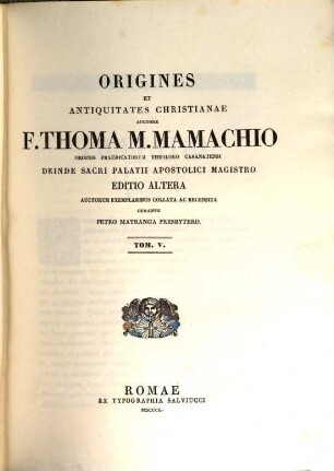 Origines et Antiquitates Christianae, 5