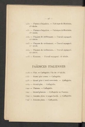 Faïences Italiennes