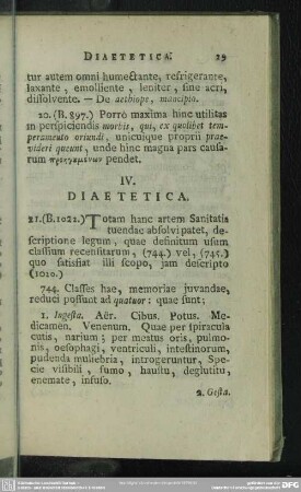 IV. Diaetetica