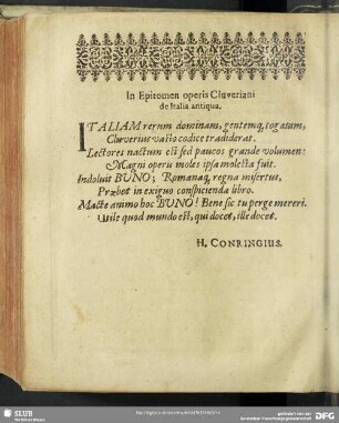 In Epitomen operis Cluveriani de Italia antiqua