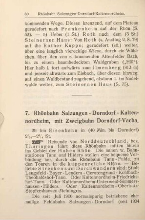 7. Rhönbahn Salzungen - Dorndorf - Kaltennordheim, mit Zweigbahn Dorndorf-Vacha.
