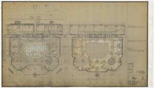 Zentralbibliothek der Landbauwissenschaft, Bonn Neubau: Grundrisse, EG, 1. OG, 1:100
