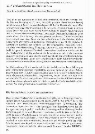 Zur Verlaufsform im Deutschen