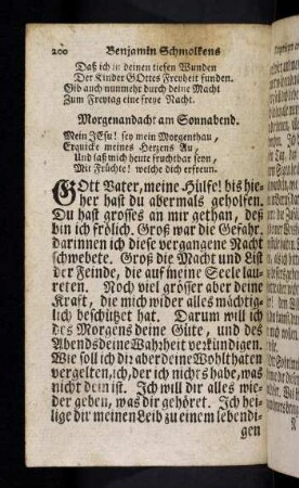 200-210, Morgenandacht am Sonnabend; Abendandacht am Sonnabend