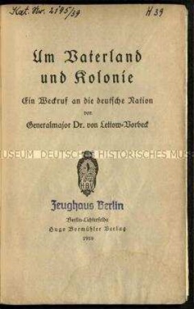 Schrift über den Verlust der Kolonien Deutschlands nach dem 1. Weltkrieg