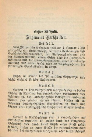 Erster Abschnitt. Allgemeine Vorschriften