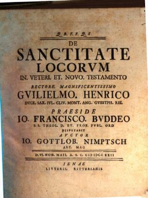 De sanctitate locorum in Veteri et Novo Testamento