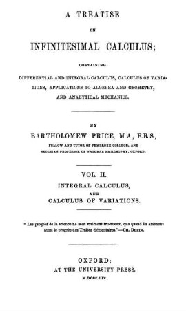 Vol. 2: A Treatise of Infinitesimal Calculus. Vol. 2