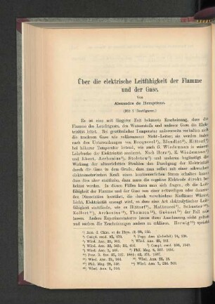 Über die elektrische Leitfähigkeit der Flamme und der Gase.